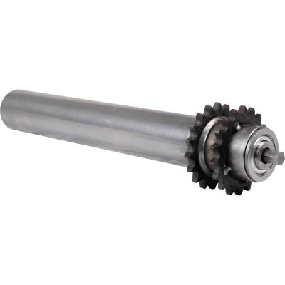 1.9" Dia. x 9 Ga. Steel 40A18 Sprocketed Roller 43507-32-GP for 32" O.A.W. Omni Conveyors