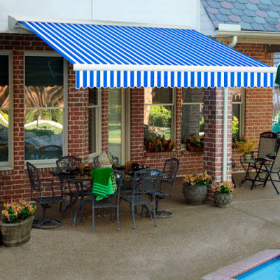 Awntech DM12-12-BBW, Manual Retractable Awning 12'W x 10'D x 10"H Blue/White