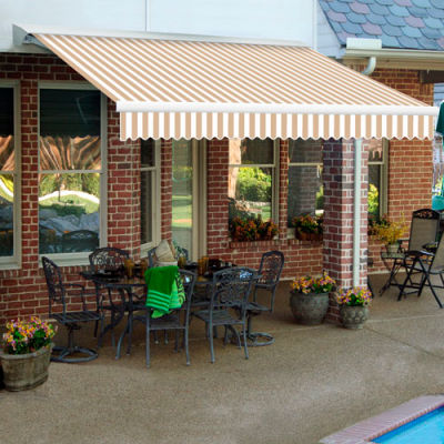 Awntech DTL18-247-LW, Retractable Awning Left Motor 18'W x 10'D x 10"H Linen/White
