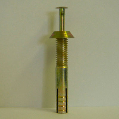 Tamper-Proof Security Anchor - 1/2 x 3-1/2" - Reversible Head - Carbon Steel - Yellow Zinc - 50 Pk