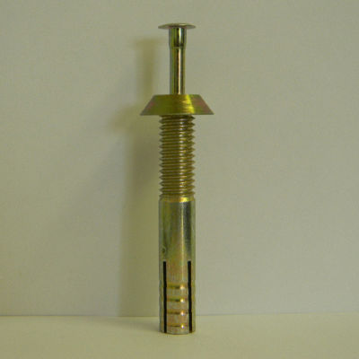 Tamper-Proof Security Anchor - 3/8 x 2-3/8" - Reversible Head - Carbon Steel - Yellow Zinc - 100 Pk