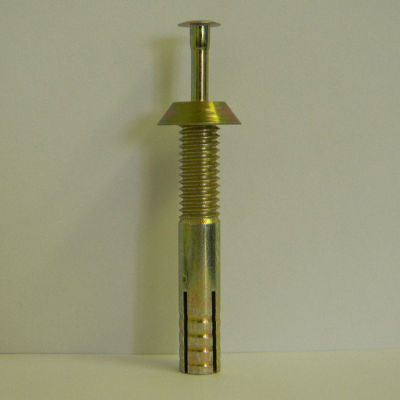 Tamper-Proof Security Anchor - 3/8 x 3-1/2" - Reversible Head - Carbon Steel - Yellow Zinc - 100 Pk