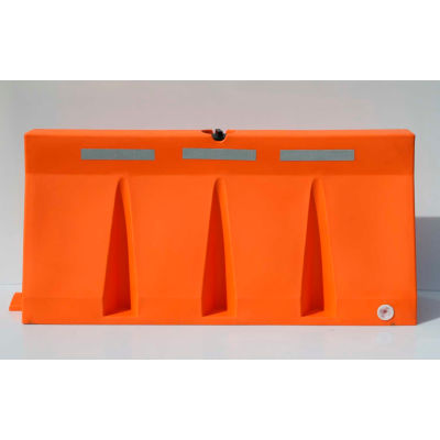 6'L Traffic Barrier, Polyethylene, Orange