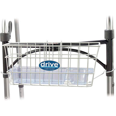 Drive Medical Walker Basket 10200B, Included Plastic Insert Tray & Cup Holder, White