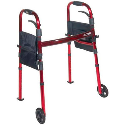 Deluxe Portable Folding Travel Walker with 5" Wheels and Fold Up Legs