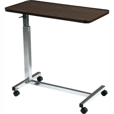 Deluxe Tilt Top Overbed Table, 30"W x 15"D Tabletop, 29.5"- 46" Height, Chrome Plated Base
