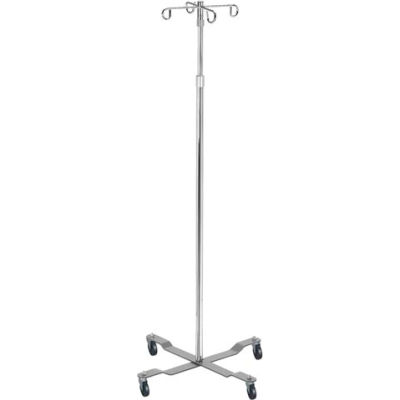 Drive Medical 13029 Economy Removable Top IV Pole, Chrome Plated Steel, 4 Hook, 40"- 82" Height