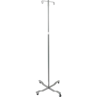 Drive Medical 13033SV Economy Removable Top IV Pole, Silver Vein, 2 Hook, 40"- 82" Height