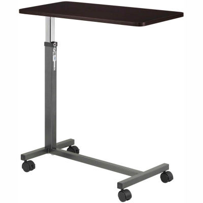 Non Tilt Top Overbed Table, 30"W x 15"D Tabletop, 28"- 45" Height, Silver Vein Base