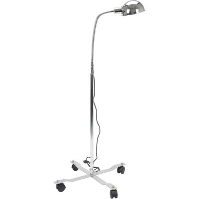 Drive Medical Gooseneck Exam Lamp 13408MB, Dome-Style Shade with Mobile Base, Chrome