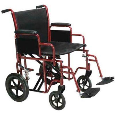 Drive Medical BTR22-R Bariatric Heavy Duty Transport Wheelchair, 22" Seat Width, Red Frame