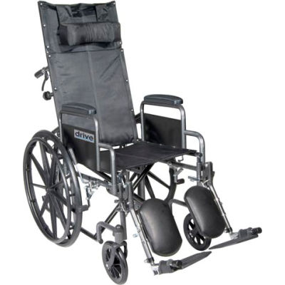 18" Silver Sport Full-Reclining Wheelchair, Detachable Desk Arms, Elevating Legrests