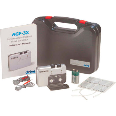 Drive Medical Portable Dual Channel TENS Unit with Electrodes and Carry Case AGF-3X