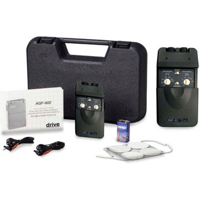 Drive Medical Portable Dual Channel TENS Unit with Timer and Electrodes AGF-602