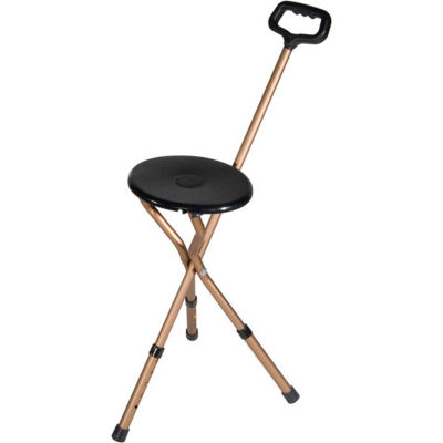Drive Medical RTL10365-ADJ Folding Lightweight Cane Seat, Adjustable Height, Bronze with Black