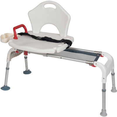 Drive Medical Folding Universal Sliding Transfer Bench RTL12075, White