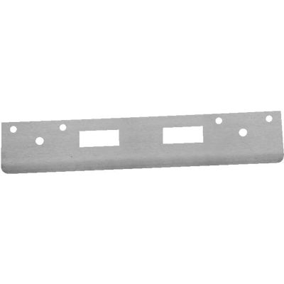 Don Jo FL 212N4-BP Armor Strike, 12"x1-3/8", Dbl Hole For 3-5/8"&4"Centered Locksets, Brass Plated - Pkg Qty 10