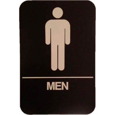Don Jo HS 9060 02 - Men's Room ADA Sign, 6" x 9", Brown With Raised White Lettering - Pkg Qty 10