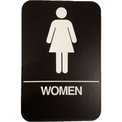 Don Jo HS 9060 04 - Women's Room ADA Sign, 6" x 9", Brown With Raised White Lettering - Pkg Qty 10
