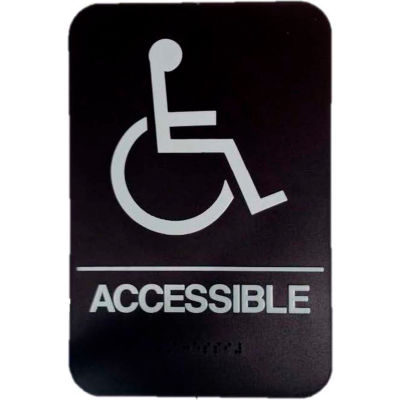 Don Jo HS 9080 32 - ADA Sign, 6" x 9", Brown With Raised White Lettering - Pkg Qty 10