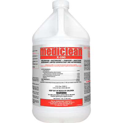Mediclean California X-590 Disinfectant, Insecticide, Deodorant 221572000 - 1 Gallon - Case of 4
