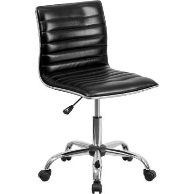 Flash Furniture Designer Ribbed Vinyl Armless Task Chair - Low Back - Black