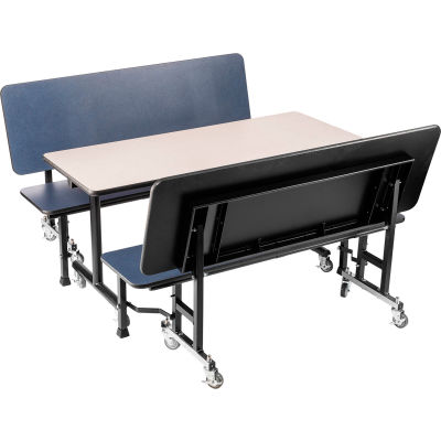 NPS® ToGo Booth Set - MDF Core, Includes (1) 60"x24" Gray Table and (2) 60" Navy Benches