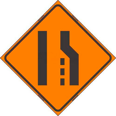 Dicke Safety Reflective Roll-Up Sign, 48" x 48", TRANSITION LEFT SYMBOL, RUR48-200-TLS