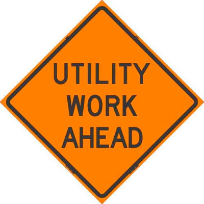 Dicke Safety Reflective Roll-Up Sign, 48" x 48", UTILITY WORK AHEAD, 48-200 UWA