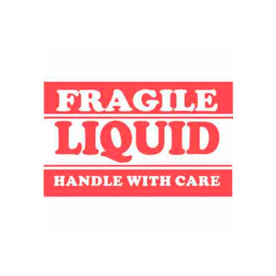 Fragile Liquid Handle With Care 2" x 3" - White / Red