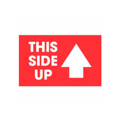 Paper Labels w/ "This Side Up" Print, 3"L x 2"W, Red & White, Roll of 500