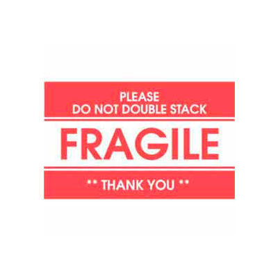 Fragile Please Do not Double Stack 2" x 3" - White / Red