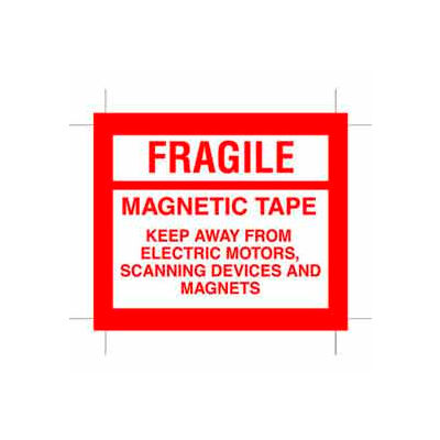 Fragile Magnetic Tape 4" x 4-3/4" - White / Red