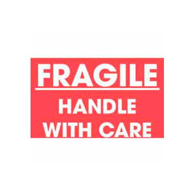 Fragile Handle With Care 3" x 5" - Red / White Text