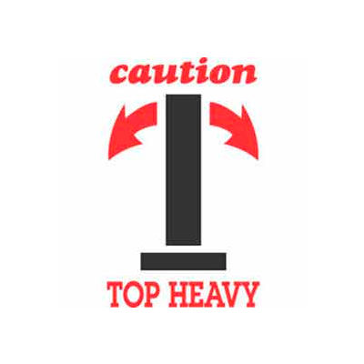 Caution Top Heavy 4" x 6" - White / Red / Black