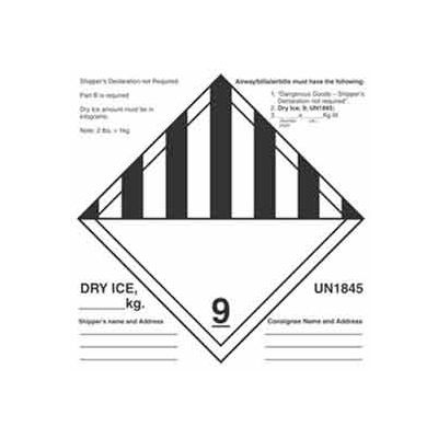 Paper Labels w/ "Dry Ice" Print, 6"L x 6"W, White & Black, Roll of 500