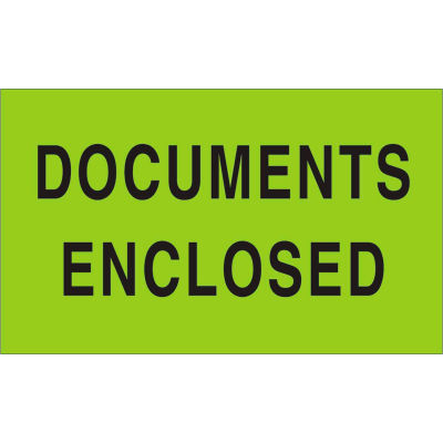 Documents Enclosed 3" x 5" - Fluorescent Green / Black