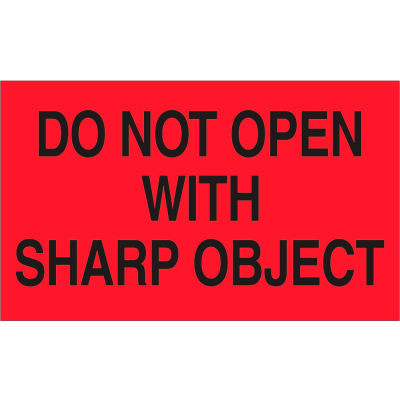 Don't Open w/Sharp Object 3" x 5" - Fluorescent Red / Black