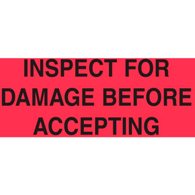 Inspect For Damage Before Accepting 3" x 5" - Fluorescent Red / Black