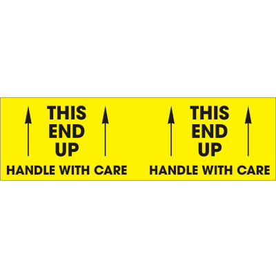 This End Up - Handle With Care 3" x 10" - Bright Yellow / Black