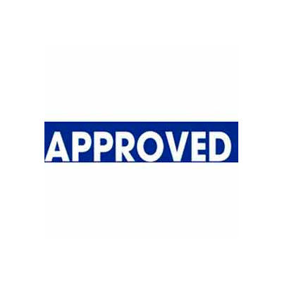 Approved 2" x 3" - Blue / White