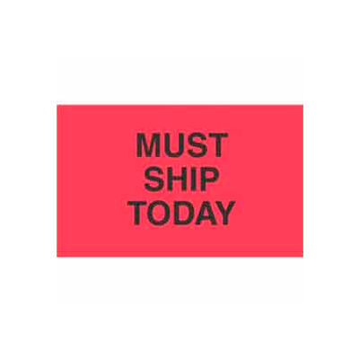 Must Ship Today 1-3/8" x 2" - Fluorescent Red / Black