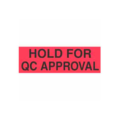 Hold For Qc Approval 1-3/8" x 2" - Fluorescent Red / Black