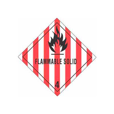 Hazard Class 4 - Flammable Solid 4" x 4" - White / Red / Black