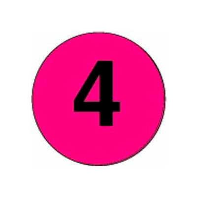 4" Dia. Disc With #4 - Fluorescent Pink / Black