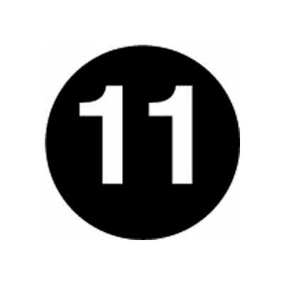 4" Dia. Disc With #11 - Black / White