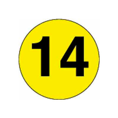 4" Dia. Disc With #14 - Bright Yellow / Black