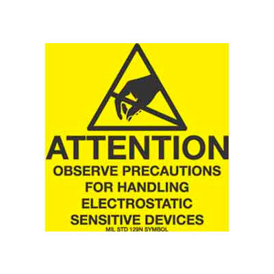 Removable Attention Observe Precaution 2" x 2" - Yellow / Black