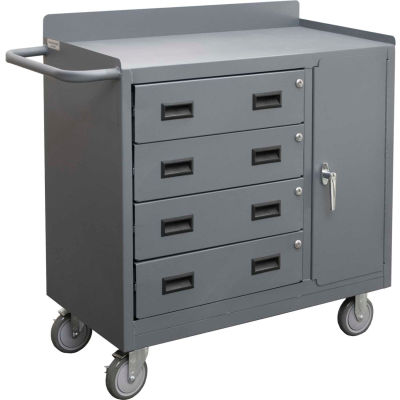 Durham 2211A-LU-95 Mobile Bench Cabinet with 4 Drawers - 41-7/8"W x 18-1/8"D x 38-1/2"H