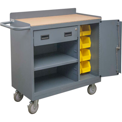 Durham 2212A-BLP-8B-LU-95 Mobile Bench Cabinet 8 Bin & 1 Drawer - 41-7/8"W x 18-1/8"D x 38-1/2"H
